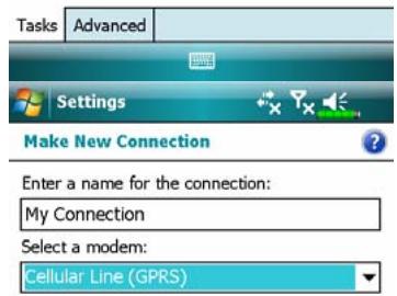 E-TEN X500 - Tap, Settings, the Connections tab, and then Connection Wizard. - 4