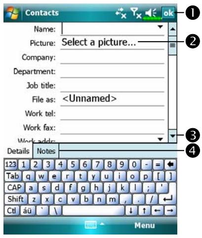 E-TEN X500 - Create a Contact - 1