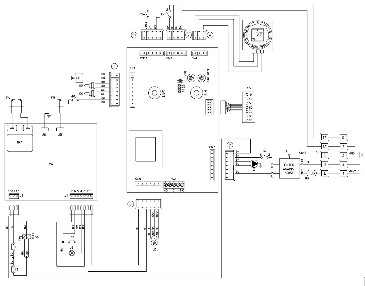 PERFORMANCE 24 E - Schéma électrique de la chaudière performance 24 e - 1