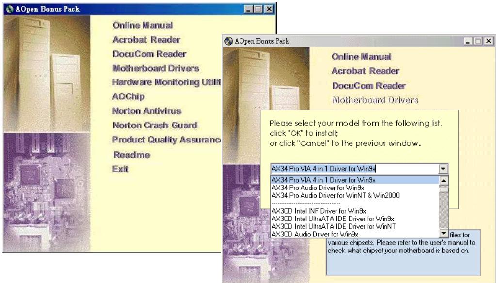 AOPEN AX34PRO - Autorun Menu from Bonus CD Disc - 1