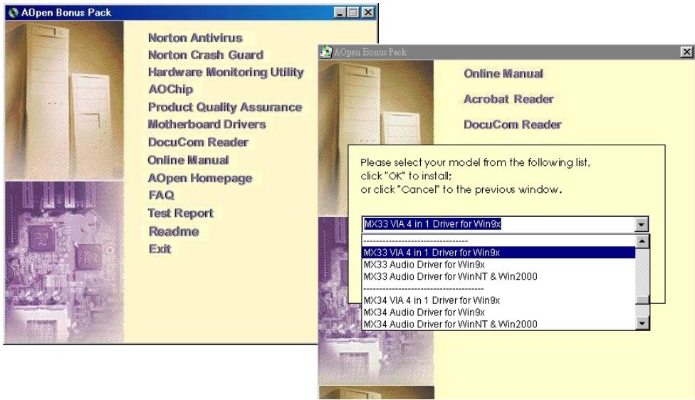 AOPEN MX33 - Autorun Menu from Bonus CD Disc - 1