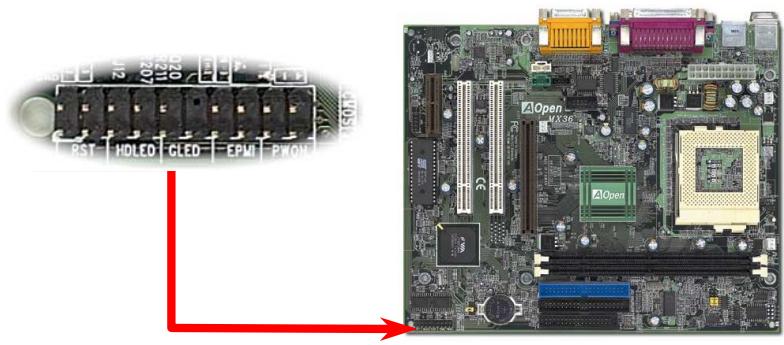 AOPEN MX36L - Connecteur du panneau avant - 1