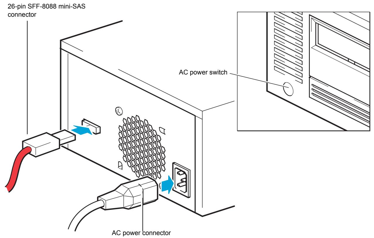 QUANTUM LTO-5 - Connecting the Full-Height Tabletop Drive Interface and AC Power Cables - 1