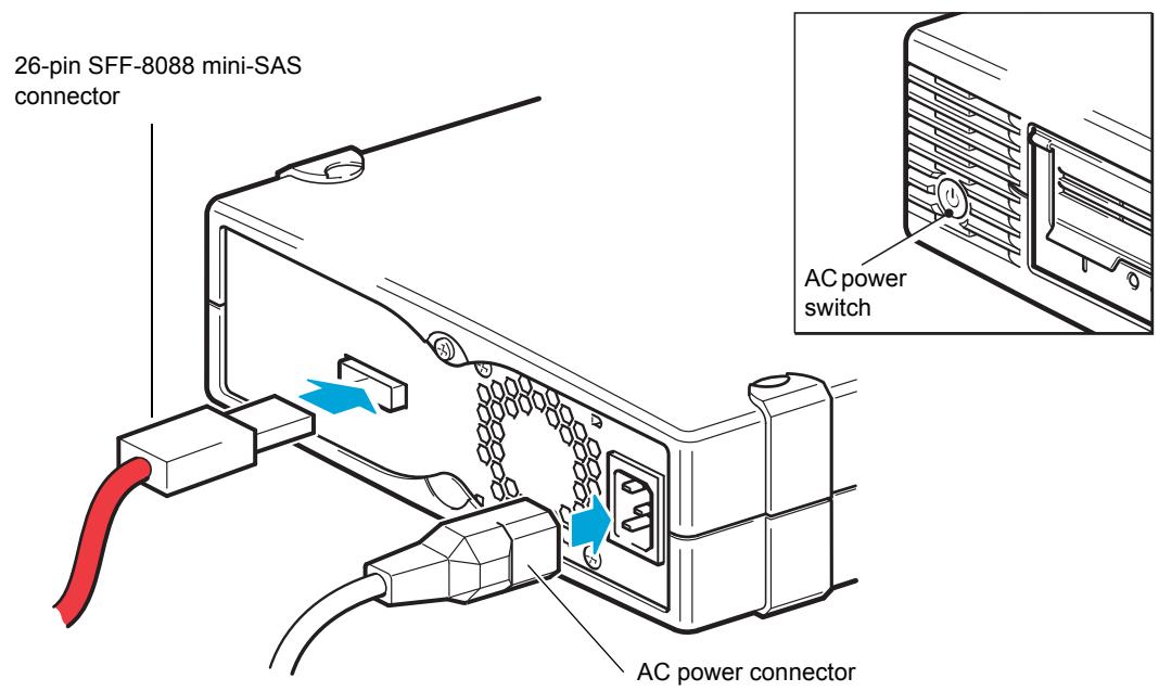 QUANTUM LTO-5 - Connecting the Tabletop Half-Height Drive Interface and AC Power Cables - 1