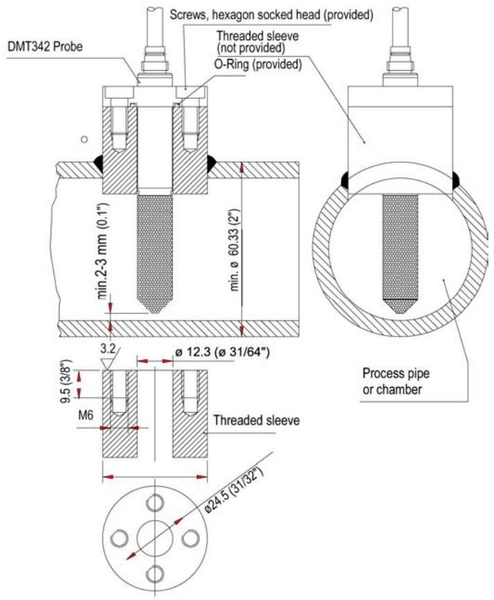 VAISALA DMT340 - DMT342 Small-size Flanged Probe for Use with Sampling Cell - 1