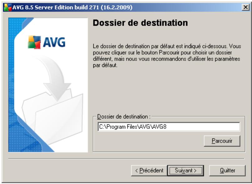 AVG 8.5 EMAIL SERVER EDITION - Installation personnalisée - dossier de destination - 1