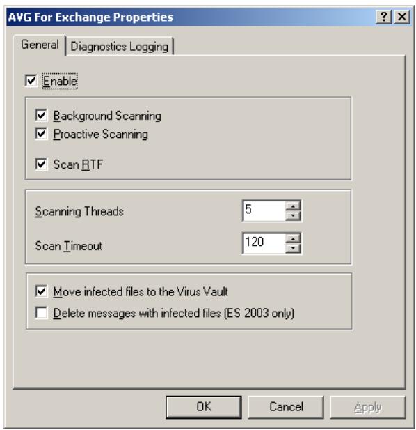 AVG 8.5 EMAIL SERVER EDITION - Onglet général - 1