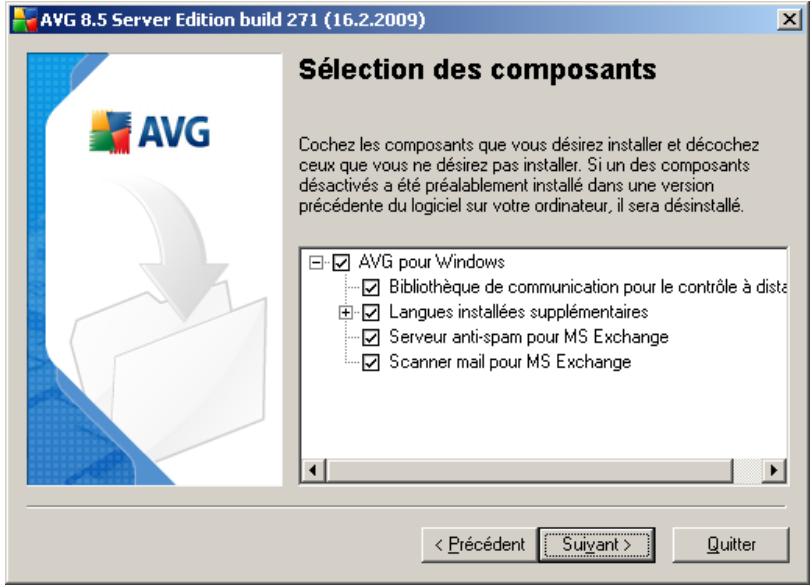AVG 8.5 EMAIL SERVER EDITION - Installation personnalisée - sélection des composants - 1