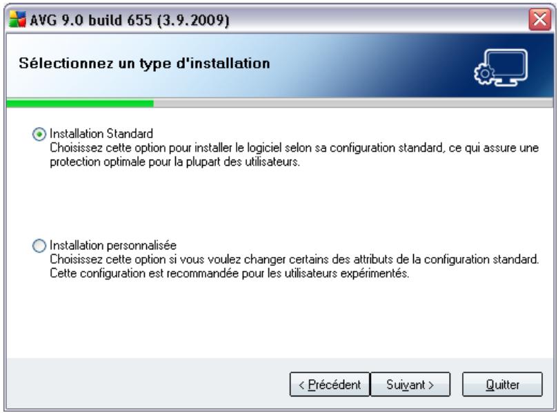 AVG 9 ANTI-VIRUS - Sélection du type d'installation - 1