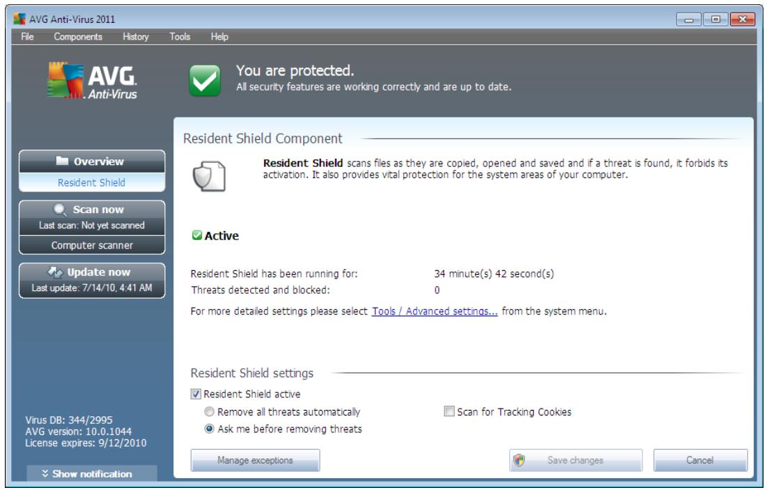 AVG ANTI-VIRUS 2011 - Resident Shield Interface - 1