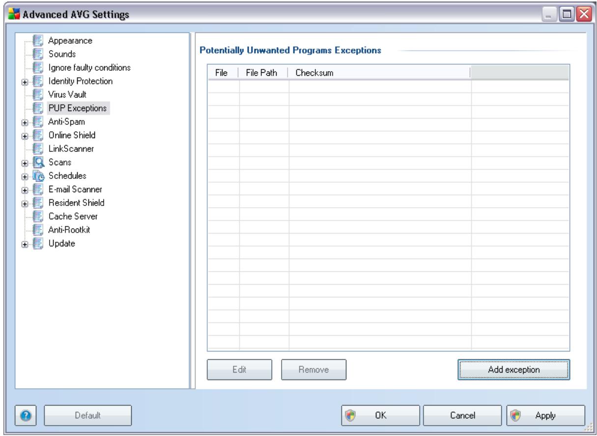 AVG ANTI-VIRUS 9.0 - PUP Exceptions - 1