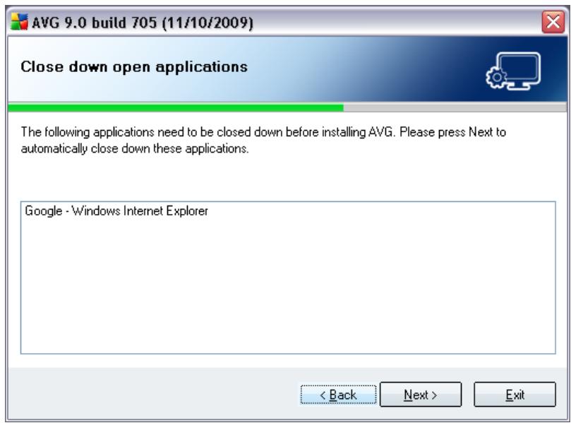 AVG ANTI-VIRUS 9.0 - Close down open applications - 1