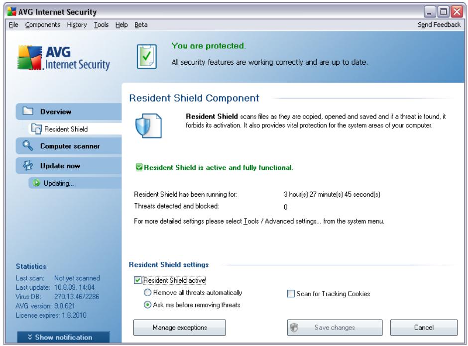 AVG ANTI-VIRUS 9.0 - Resident Shield Interface - 1