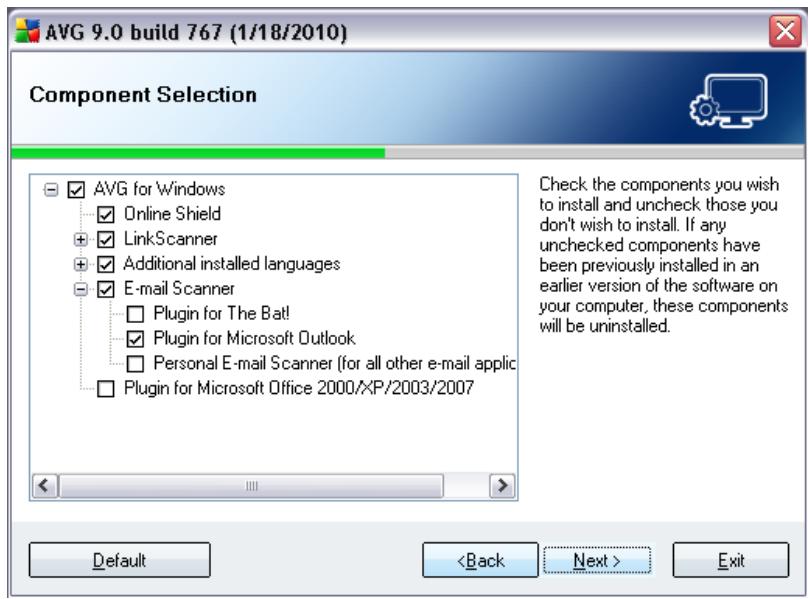 AVG ANTI-VIRUS 9.0 - Custom Installation - Component Selection - 1