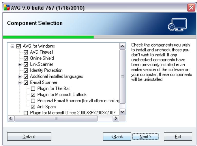 AVG INTERNET SECURITY 9.0 - Custom Installation - Component Selection - 1