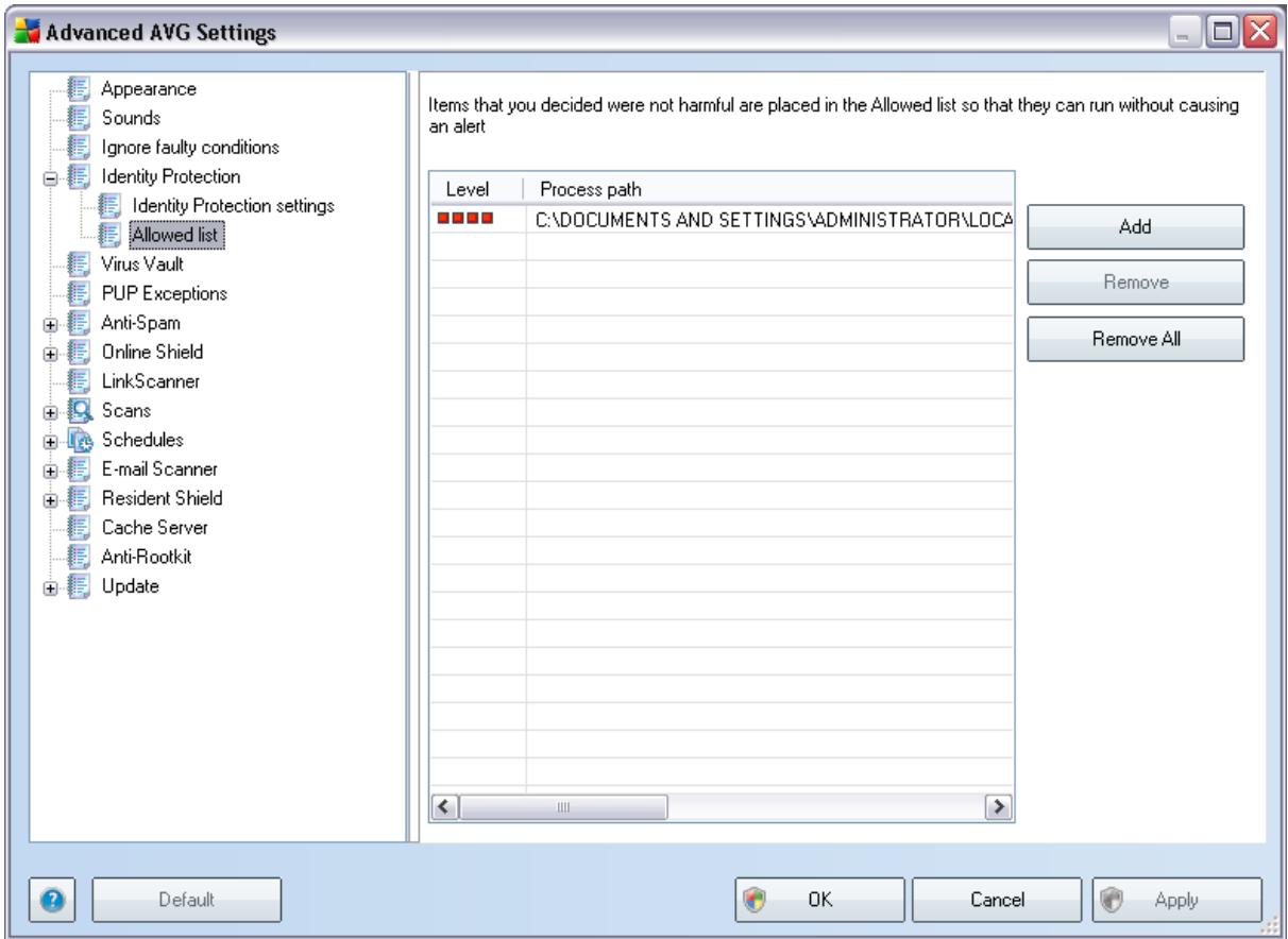 AVG INTERNET SECURITY 9.0 - Allowed List - 1