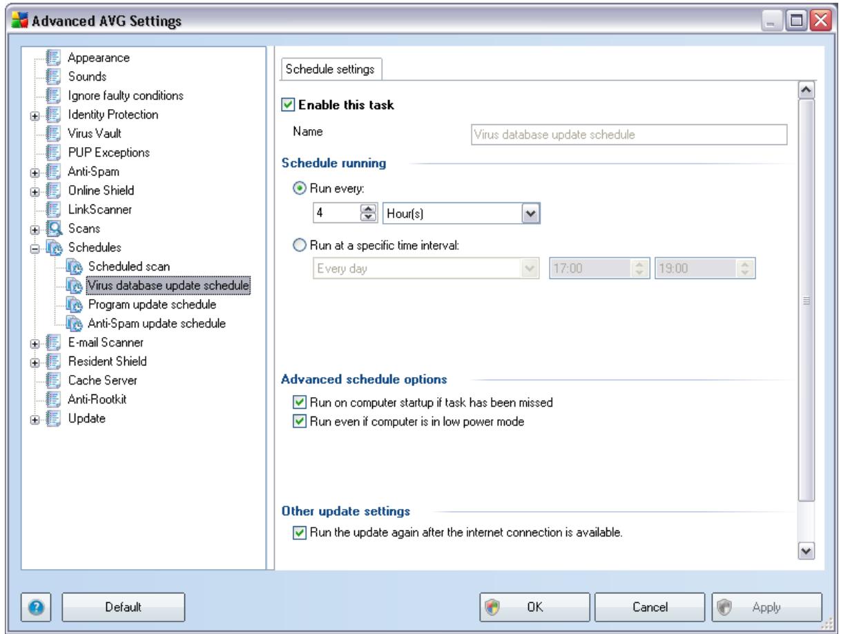 AVG INTERNET SECURITY 9.0 - Virus Database Update Schedule - 1