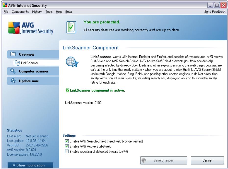 AVG INTERNET SECURITY 9.0 - Link Scanner Interface - 1