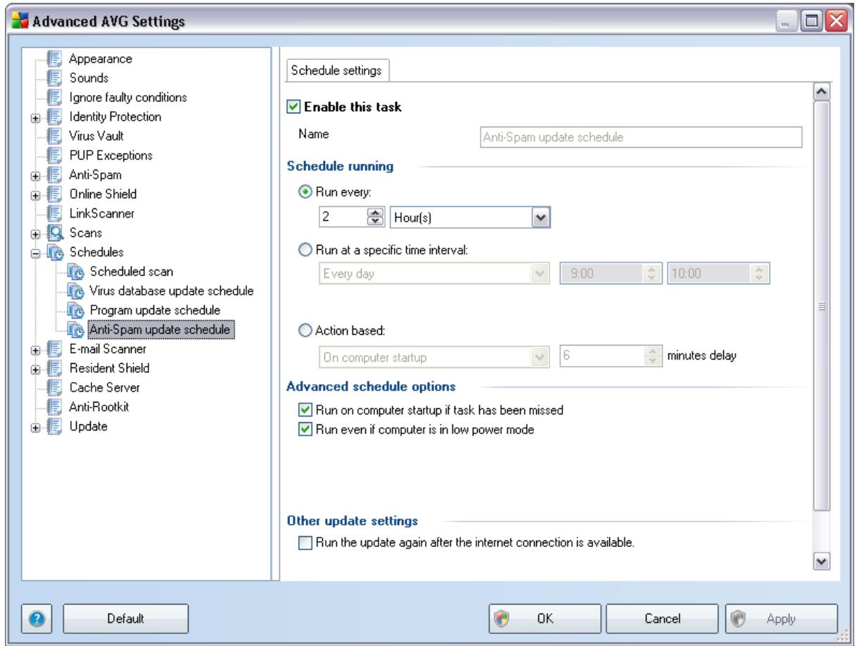 AVG INTERNET SECURITY 9.0 - Anti-Spam Update Schedule - 1