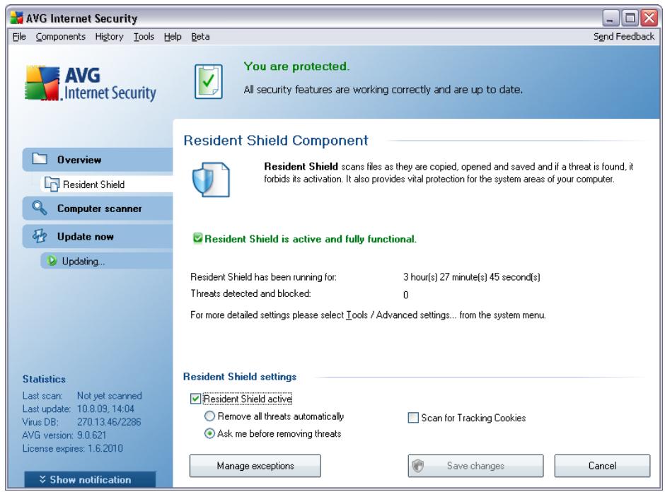 AVG INTERNET SECURITY 9.0 - Resident Shield Interface - 1