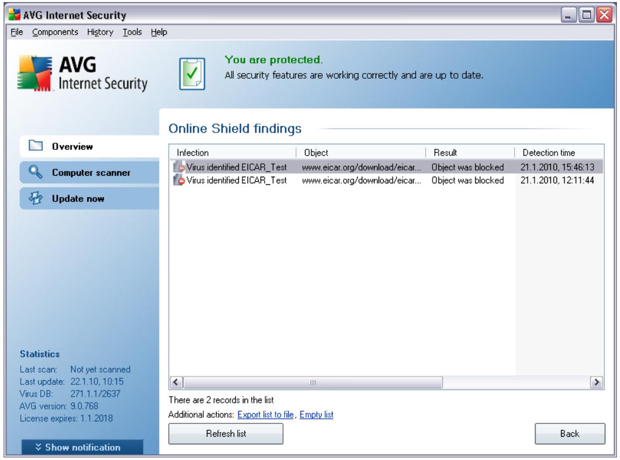 AVG INTERNET SECURITY 9.0 - Online Shield Detection - 2