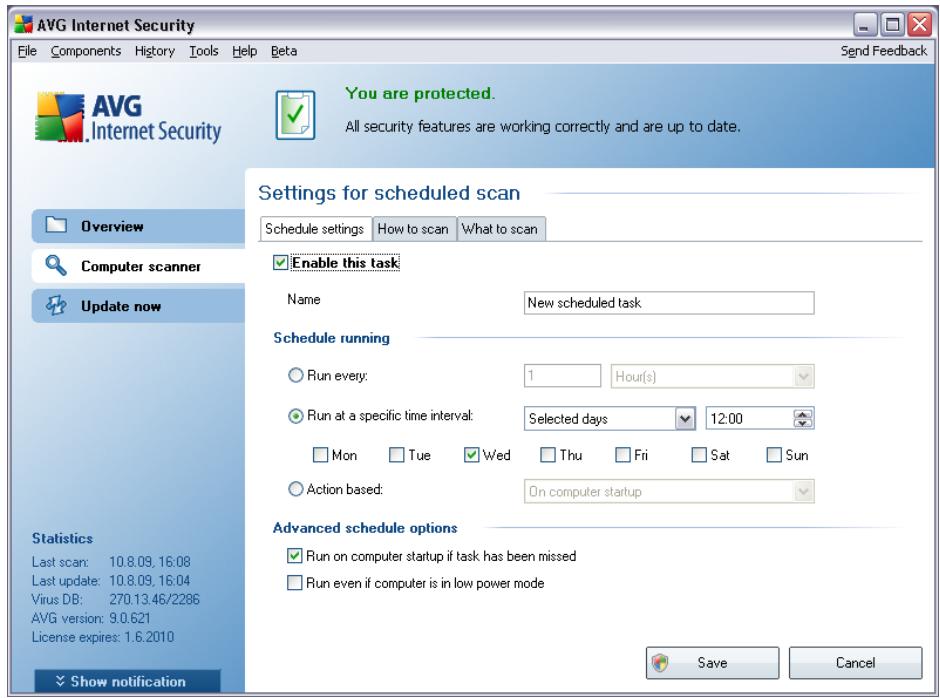 AVG INTERNET SECURITY 9.0 - Schedule Settings - 1