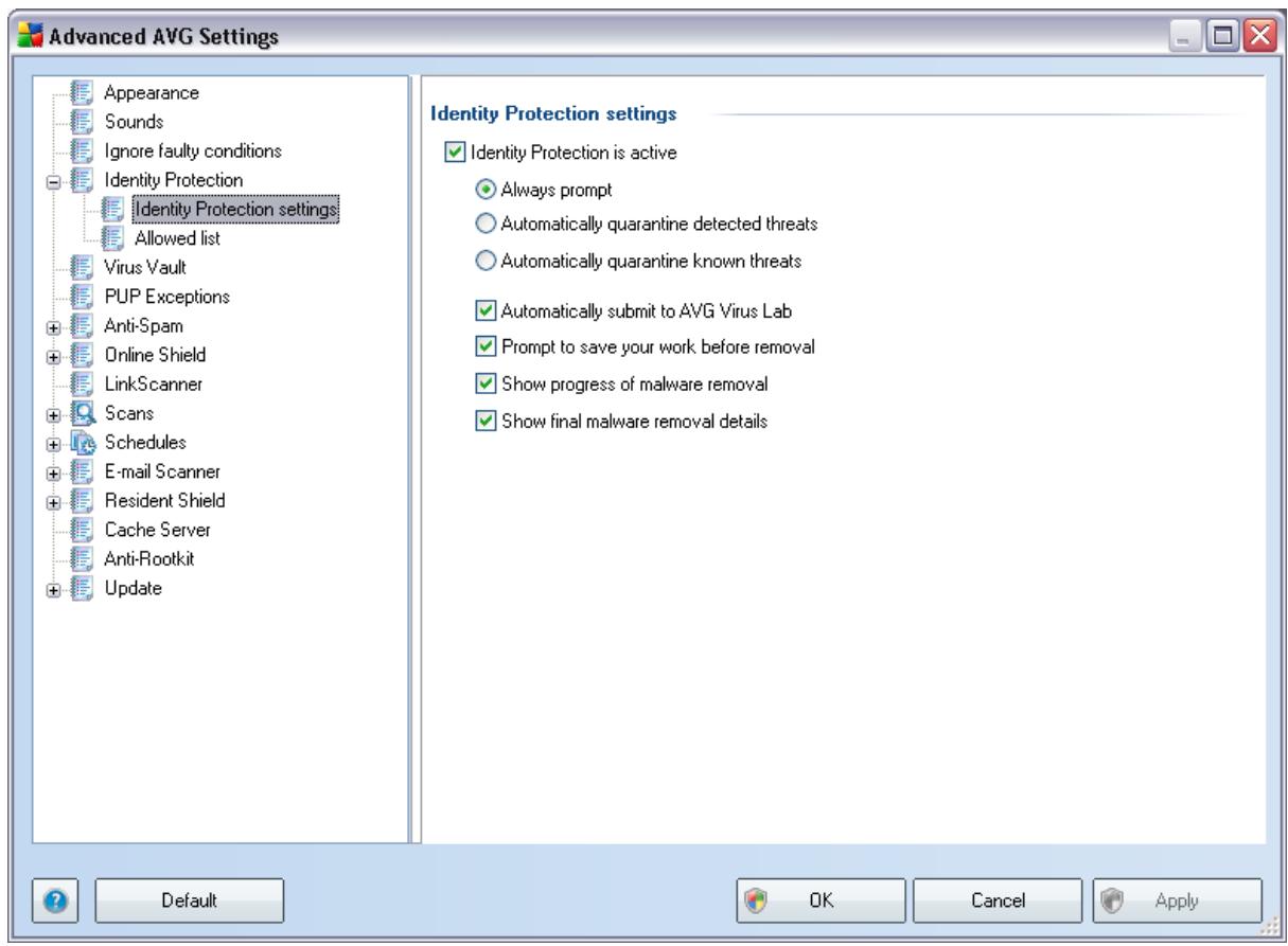 AVG INTERNET SECURITY 9.0 - Identity Protection Settings - 1