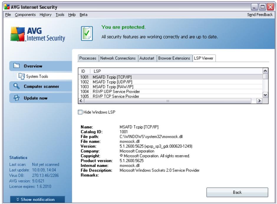 AVG INTERNET SECURITY 9.0 - LSP Viewer - 1