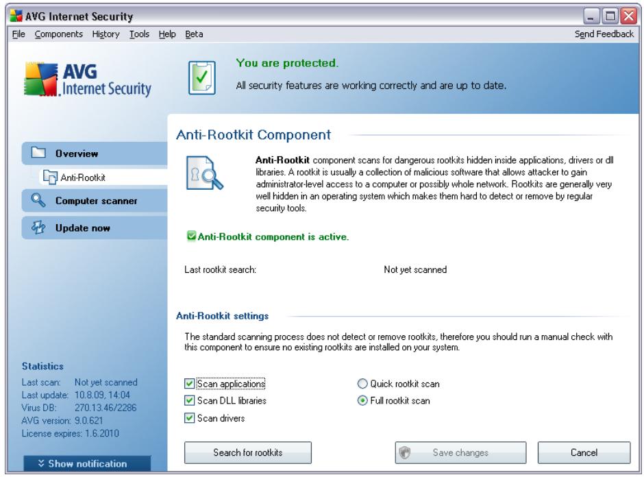 AVG INTERNET SECURITY 9.0 - Anti-Rootkit Interface - 1