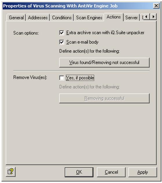 AVIRA ANTIVIR EXCHANGE - Defining Actions - 1