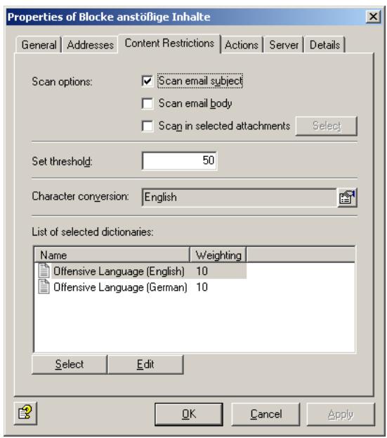 AVIRA ANTIVIR EXCHANGE - Selecting Dictionaries - 1