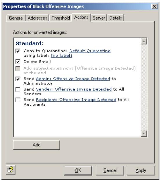 AVIRA ANTIVIR EXCHANGE - Defining actions - 1