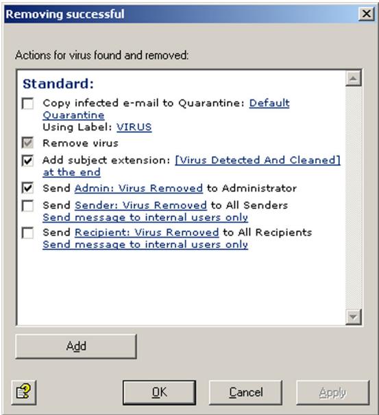 AVIRA ANTIVIR EXCHANGE - Defining Actions - 9