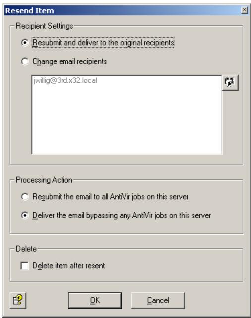 AVIRA ANTIVIR EXCHANGE - The following dialog appears: - 1