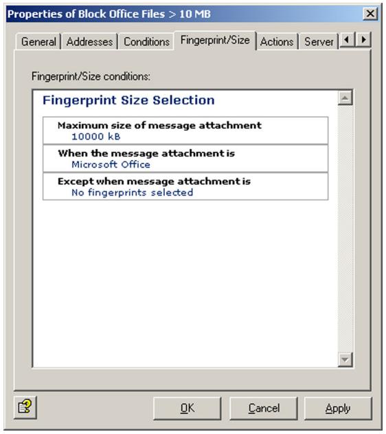 AVIRA ANTIVIR EXCHANGE - Specifying Fingerprint and Size - 1