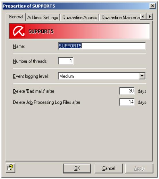 AVIRA ANTIVIR EXCHANGE - General Server Settings - 1