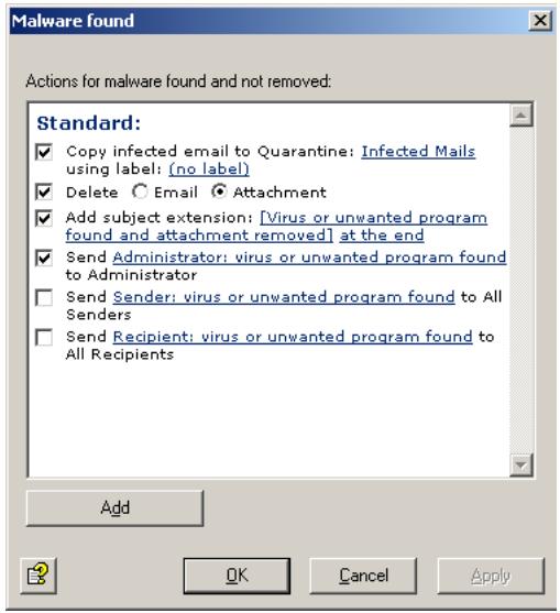 AVIRA ANTIVIR EXCHANGE - Defining Actions - 2
