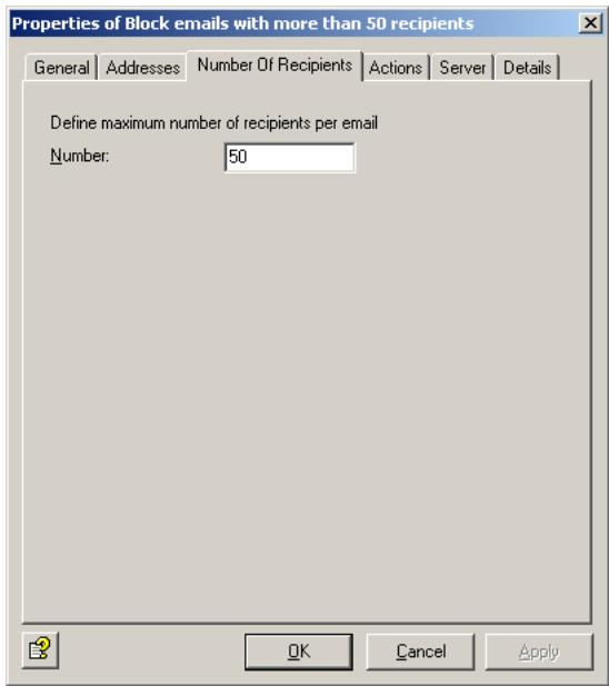 AVIRA ANTIVIR EXCHANGE - Specifying the Number of Recipients - 1