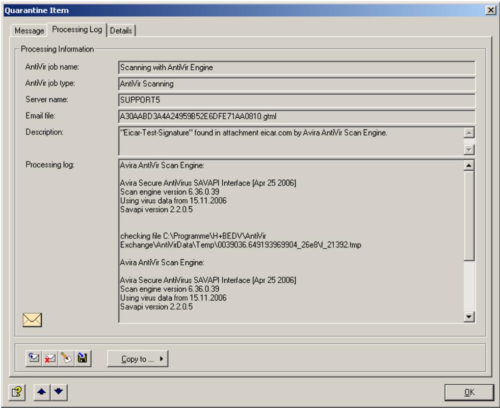 AVIRA ANTIVIR EXCHANGE - Example of a Quarantined Message - 8