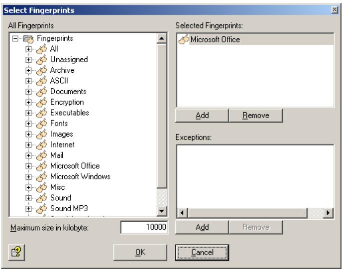 AVIRA ANTIVIR EXCHANGE - Specifying Fingerprint and Size - 3