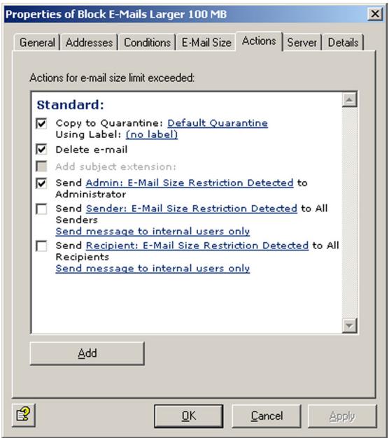 AVIRA ANTIVIR EXCHANGE - Defining Actions - 1