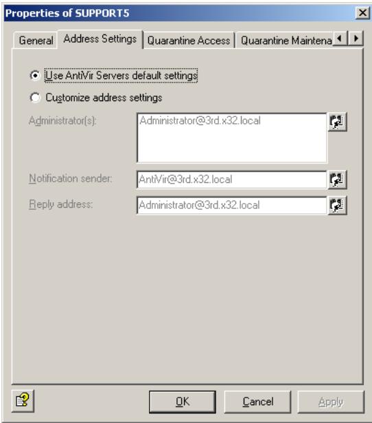 AVIRA ANTIVIR EXCHANGE - Defining Global E-Mail Addresses for a Single Server - 1