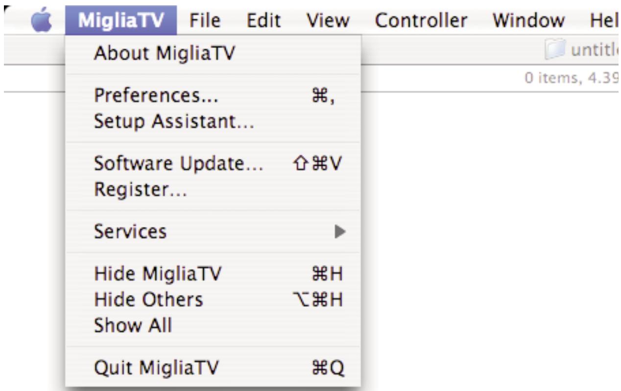 MIGLIA TV - The MigliaTV Menu lets you access: - 1