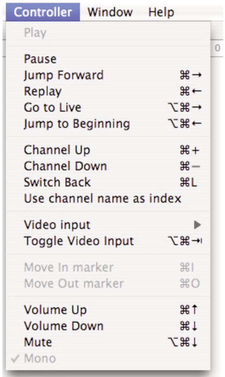 MIGLIA TV - The View Menu contains the video related commands. - 2