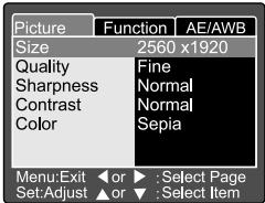 MINOX DC 5211 - CHANGING THE PRESET CONDITIONS (IN CAPTURE MODE) - 1