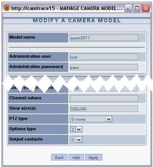 CAMTRACE V4.9.4 - MANAGEMENT OF CAMERA OPTIONS - 2
