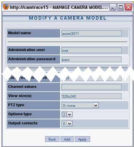 CAMTRACE V5.9.4 - MANAGEMENT OF CAMERA OPTIONS - 2