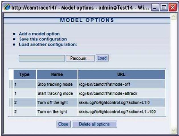 CAMTRACE V5.9.4 - MANAGEMENT OF CAMERA OPTIONS - 1