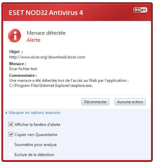 ESET NOD32 ANTIVIRUS 4 - Une infiltration est détectée - 1