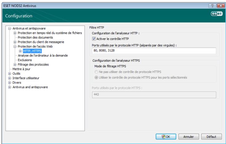 ESET NOD32 ANTIVIRUS 4 - Utiliser le contrôle de protocole HTTPS pour les applications marquées comme navigateurs internet qui utilisent les portes sélectionnées - 1